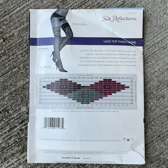 Hanes Silk Reflections Silky Sheer Lace Top Thigh High Pantyhose Nylons - Picture 4 of 5